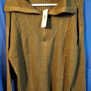 Heart Crush Sweater Womans 3X partial zipper cable long sleeve